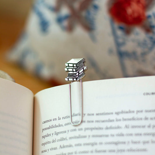 Book-Themed High-Polished Zamac Metal Clip Bookmark - Adventures & Pages